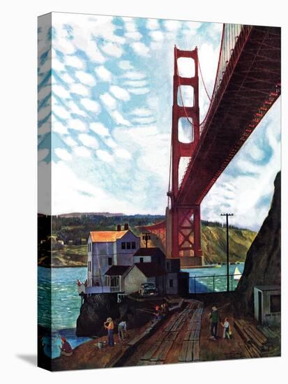 "Fishing Under the Golden Gate", November 16, 1957-John Falter-Premier Image Canvas