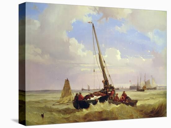 Fishing vessels off Calais, 19th century-Alexandre T. Francia-Premier Image Canvas