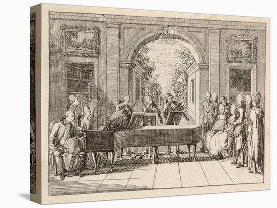 Five Instrumental Performers and a Singer Entertain an Aristocratic Audience in a Stately Home-Daniel Chodowiecki-Stretched Canvas