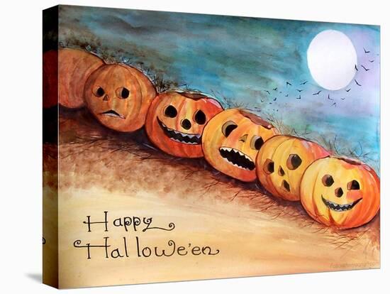 Five Pumpkins in a Row Halloween-sylvia pimental-Stretched Canvas