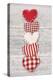 Five Red and White Fabric Hearts-Cora Niele-Premier Image Canvas