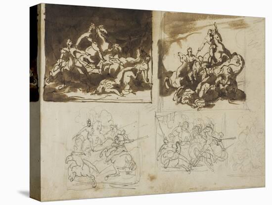 Five Sketches for a Cavalry Battle, 1813-14-Theodore Gericault-Premier Image Canvas
