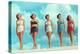 Five Women in Two-Piece Bathing Suits-null-Stretched Canvas