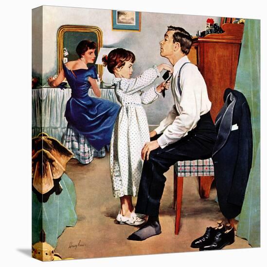 "Fixing Father's Tie", December 31, 1955-George Hughes-Premier Image Canvas