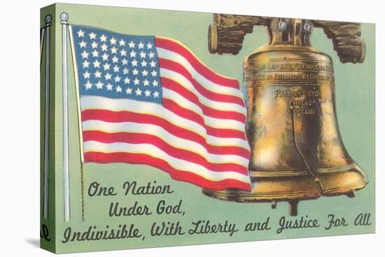 Flag, Liberty Bell and Pledge-null-Stretched Canvas