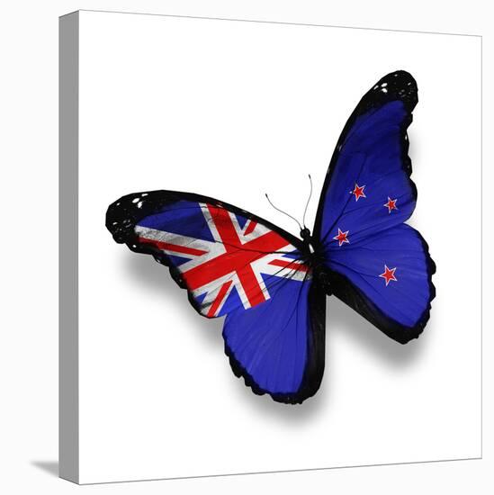 Flag Of New Zealand Butterfly, Isolated On White-suns_luck-Stretched Canvas