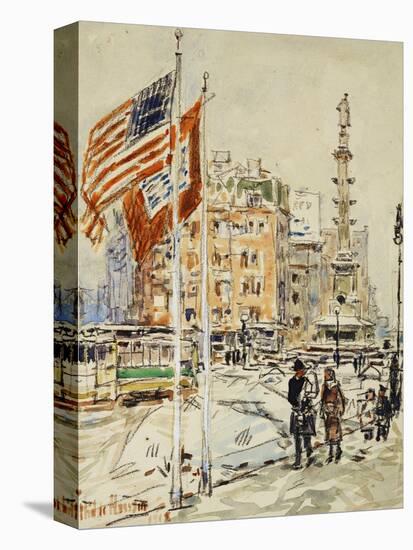 Flags, Columbus Circle, 1918-Childe Hassam-Premier Image Canvas