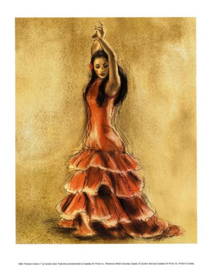 Flamenco Dancer I-Caroline Gold-Stretched Canvas