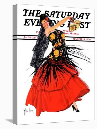 "Flamenco Dancer in Red," Saturday Evening Post Cover, March 14, 1936-R.J. Cavaliere-Premier Image Canvas