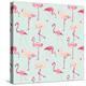 Flamingo Bird Background - Retro Seamless Pattern in Vector-woodhouse-Stretched Canvas