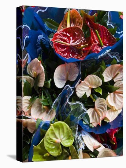 Flamingo Flower, Seafront Market, St-Paul, Reunion Island, France-Walter Bibikow-Premier Image Canvas