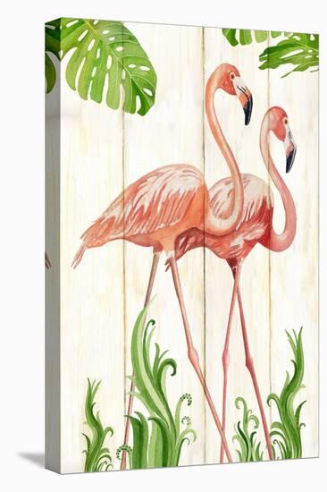 Flamingo Stroll 1-Mary Escobedo-Stretched Canvas