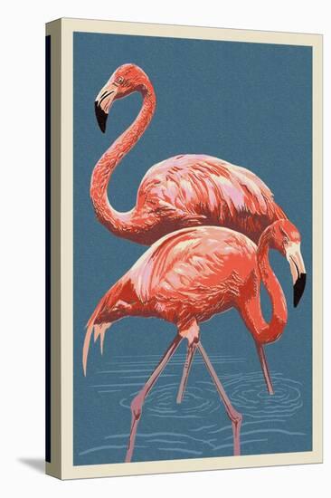 Flamingo-Lantern Press-Stretched Canvas