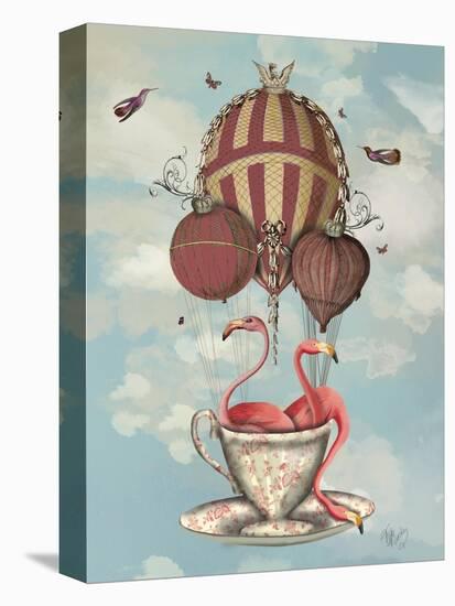 Flamingos in Teacup-Fab Funky-Stretched Canvas