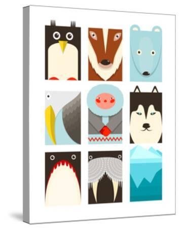 Download Flat Arctic Symbols Set North Pole Animals Collection Vector Layered Eps8 Illustration Art Print Popmarleo Art Com
