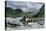 Flatboat of Settlers Descending the Ohio River, 1800s-null-Premier Image Canvas