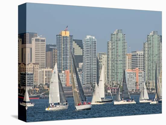 Fleet of Sailboats and Skyline of San Diego, California, Usa-Bill Bachmann-Premier Image Canvas