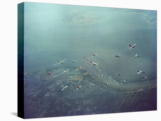 Fleet of US Air Force Operational Planes Flying in a Single Formation over Gulf Coast-J^ R^ Eyerman-Premier Image Canvas