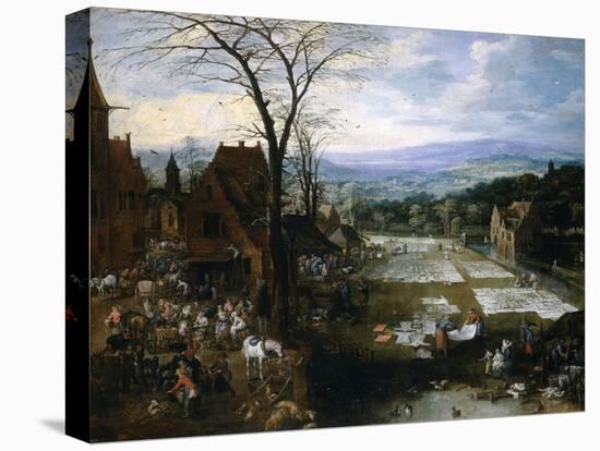 Flemish Market And Washing Place, Ca. 1620, Flemish School-Jan Brueghel the Elder-Premier Image Canvas