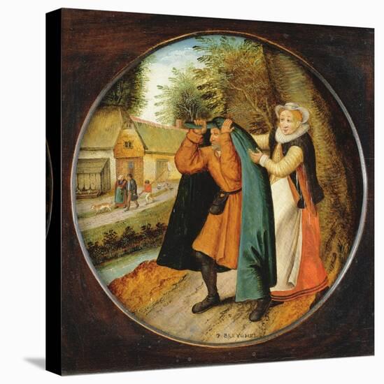 Flemish Proverb: 'A Wife Hiding Her Infidelity from Her Husband under a Blue Cloak'-Pieter Brueghel the Younger-Premier Image Canvas