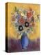 Fleurs dans un vase bleu (Flowers in a blue vase)-Odilon Redon-Premier Image Canvas