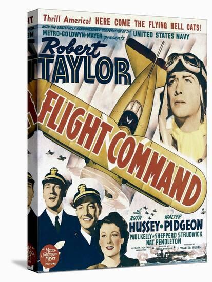Flight Command, Walter Pidgeon, Robert Taylor, Ruth Hussey, Robert Taylor on Window Card, 1940-null-Stretched Canvas