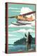 Float Plane and Fisherman-Lantern Press-Stretched Canvas