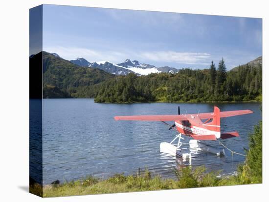 Float Plane Parked at Lake Side, Shrode Lake, Prince William Sound, Alaska, USA-null-Premier Image Canvas