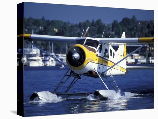 Float Plane Taxiing to Terminal on Lake Union, Washington, USA-William Sutton-Premier Image Canvas