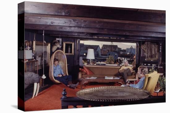 Floating-Home Owner Warren Owen Fonslor with Two Men in His Living Room, Sausalito, CA, 1971-Michael Rougier-Premier Image Canvas