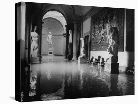Flooded Museum, Accademia, Michelangelo's, "David" in Rear-null-Premier Image Canvas