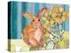 Floppy Bunny - Yellow Flowers-Robbin Rawlings-Stretched Canvas