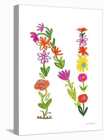 Floral Alphabet Letter XIV-Farida Zaman-Stretched Canvas