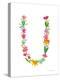 Floral Alphabet Letter XXI-Farida Zaman-Stretched Canvas