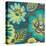 Floral Assortment Teal on Dark Grey Crop II-Hugo Wild-Stretched Canvas