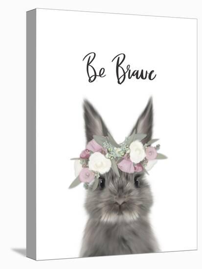 Floral Bunny Be Brave-Leah Straatsma-Stretched Canvas