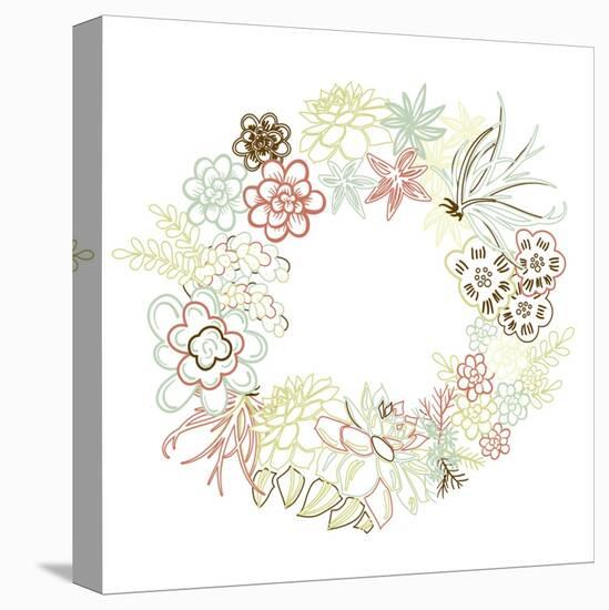 Floral Frame. Cute Succulents Arranged Un a Shape of the Wreath Perfect for Wedding Invitations And-Alisa Foytik-Stretched Canvas
