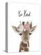 Floral Giraffe Be Kind-Leah Straatsma-Stretched Canvas
