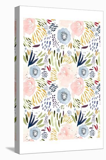 Floral Pink Blue-Leah Straatsma-Stretched Canvas