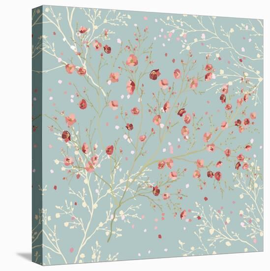 Floral Seamless Pattern with Blooming Branches in Springtime-Milovelen-Stretched Canvas
