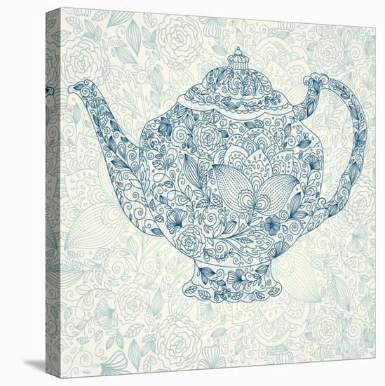 Floral Teapot-Molesko Studio-Stretched Canvas