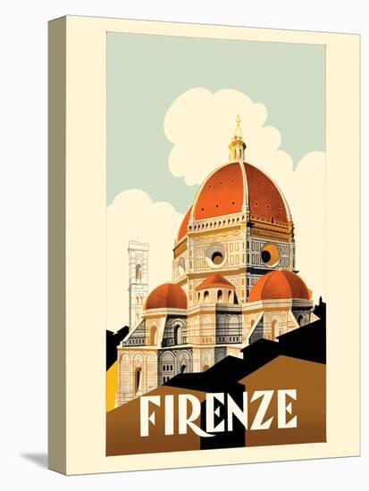 Florence (Firenze) Italy - Santa Maria del Fiore Cathedral - Vintage Travel Poster 1930-Pacifica Island Art-Stretched Canvas