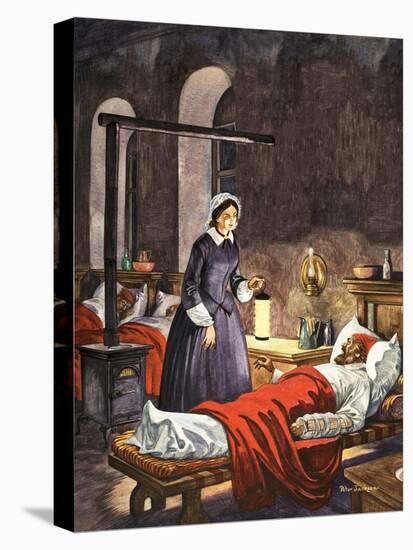 Florence Nightingale. The Lady with the Lamp, Visiting the Sick Soldiers in Hospital-Peter Jackson-Premier Image Canvas