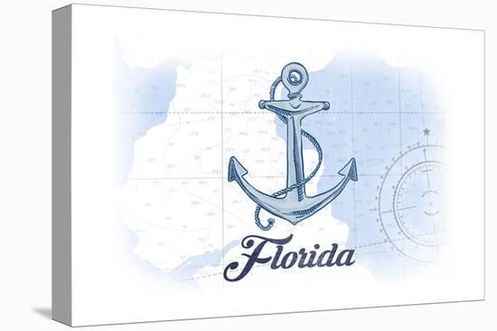 Florida - Anchor - Blue - Coastal Icon-Lantern Press-Stretched Canvas