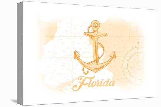 Florida - Anchor - Yellow - Coastal Icon-Lantern Press-Stretched Canvas