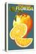 Florida - Fresh Oranges - Letterpress-Lantern Press-Stretched Canvas