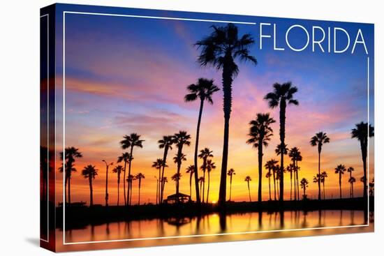 Florida - Lagoon and Sunset-Lantern Press-Stretched Canvas