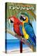 Florida - Parrots-Lantern Press-Stretched Canvas