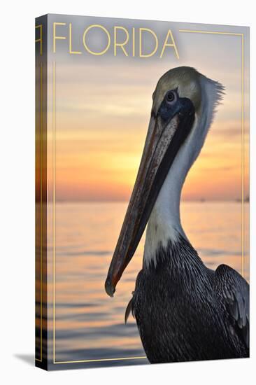 Florida - Pelican-Lantern Press-Stretched Canvas