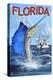 Florida - Sailfish Scene-Lantern Press-Stretched Canvas